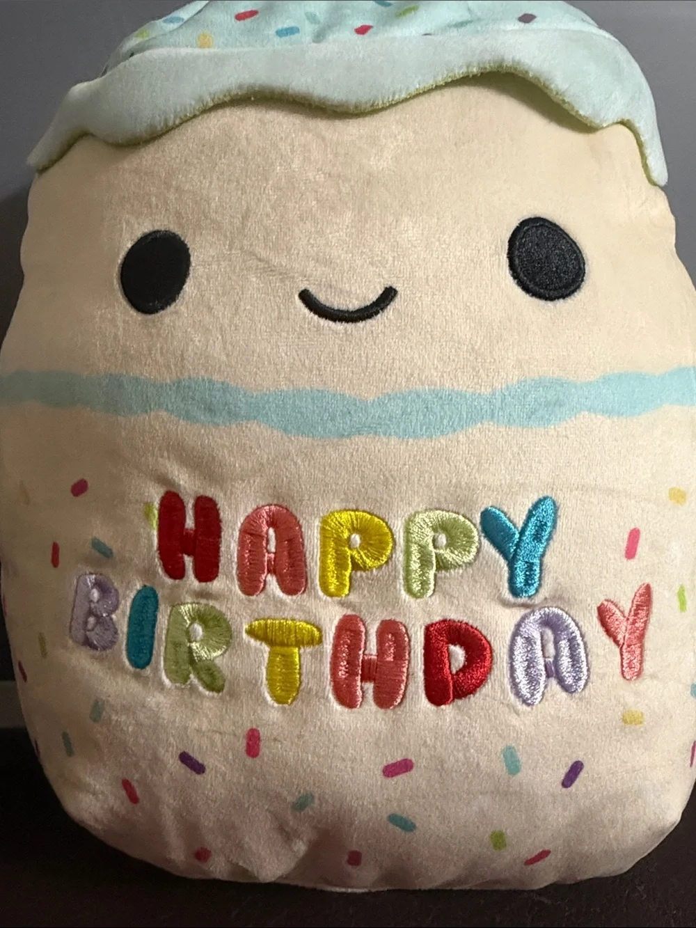 Squishmallows Happy Birthday Plush Cupcake - Light Blue & Cream